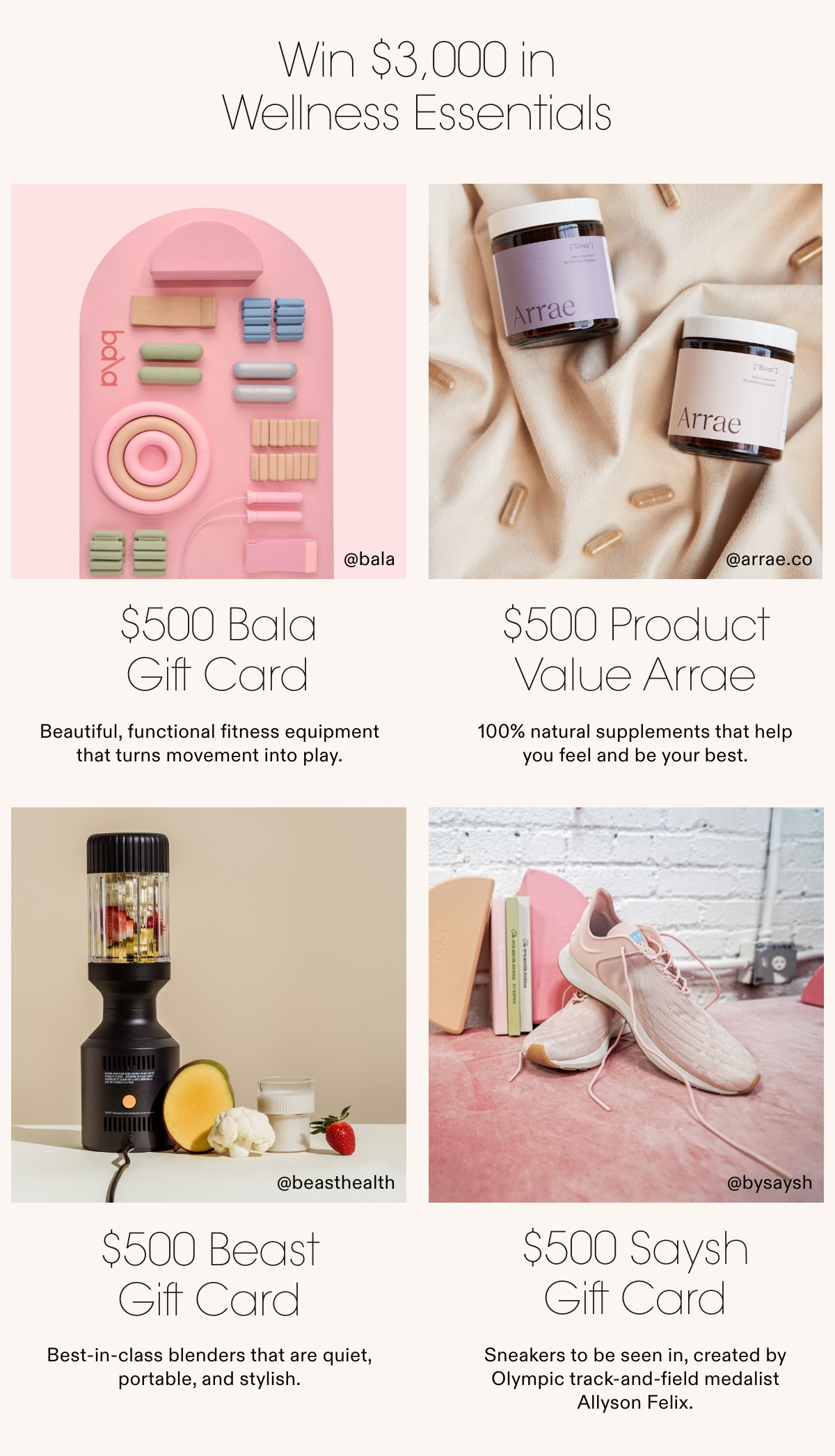 🎉 Win 3,000 in wellness essentials 🎉 BALA