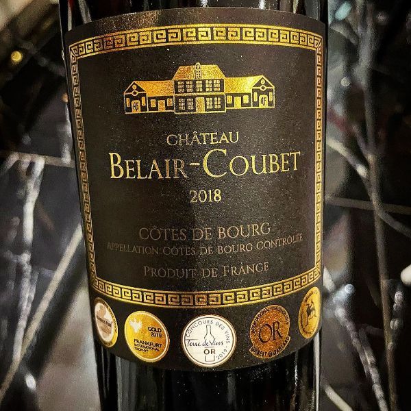 Bottle of Bordeaux Côtes De Bourg by Château Belair-Coubet 2018 showing the label.