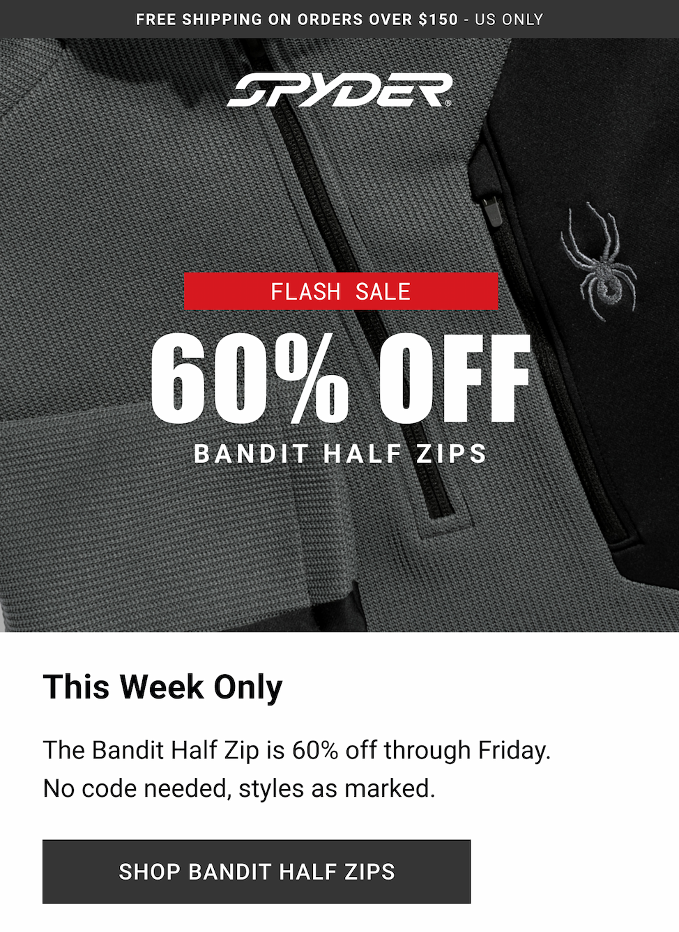 Flash Sale: 60% OFF bandit Half Zips