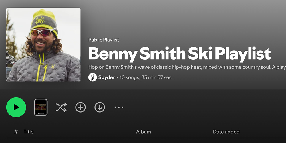 Spotify Public Playlist - Benny Smith Ski Playlist