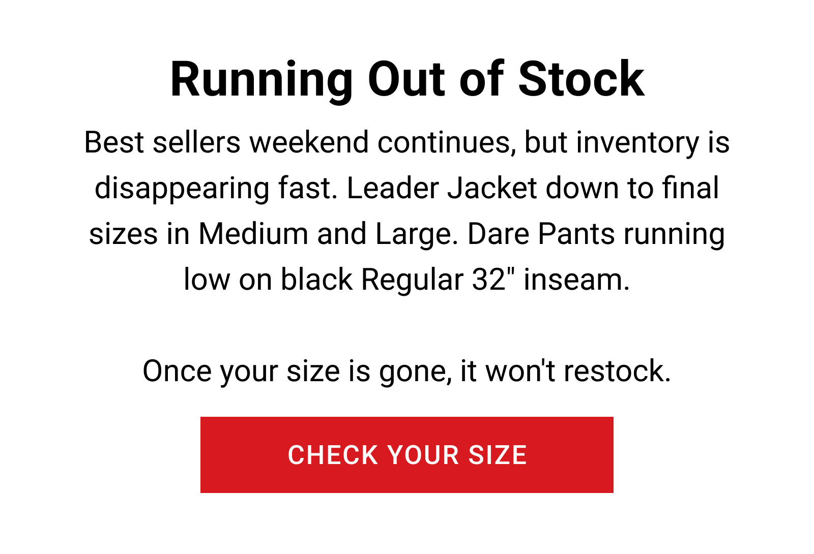 Running Out Of Stock