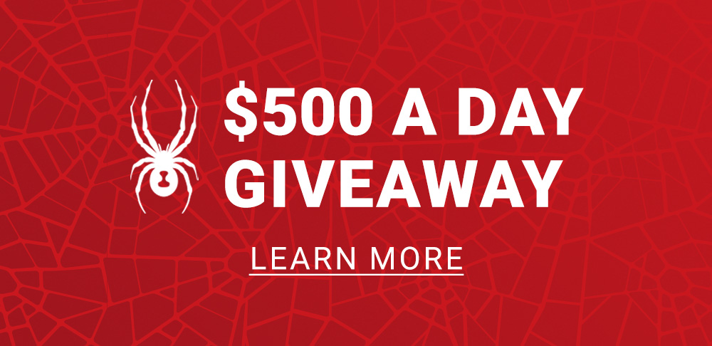 an image of a red banner with a white text saying $ 500 a day giveaway
