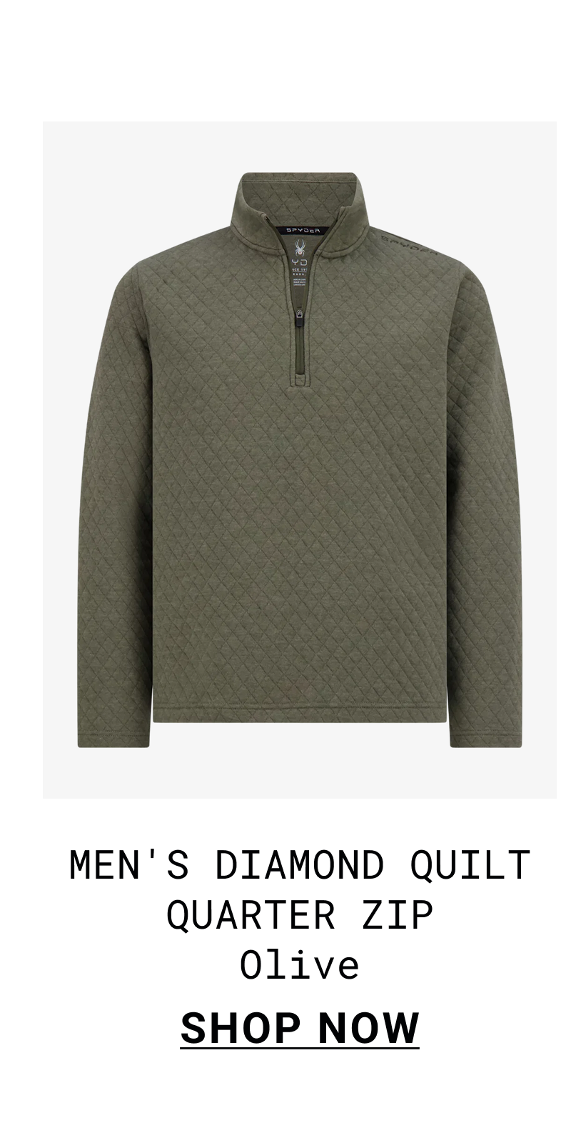 Men's Diamond Quilt Quarter Zip - Olive