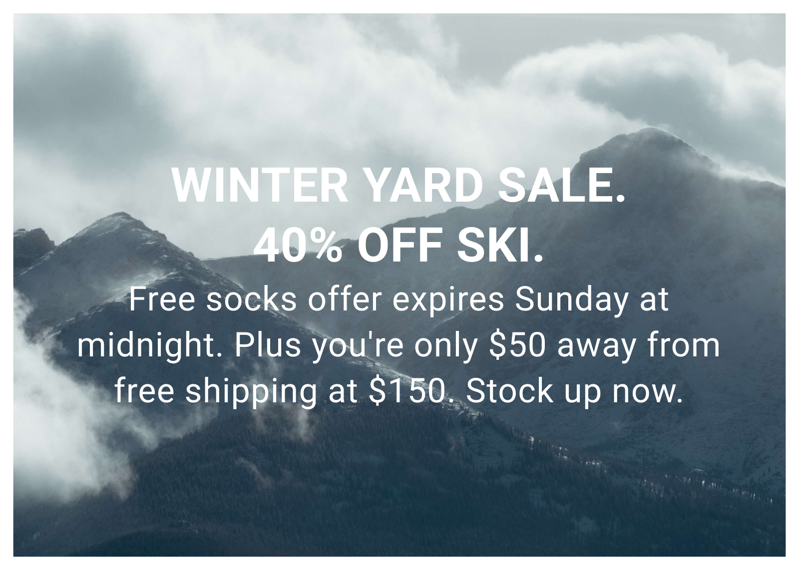 Winter Yard Sale. 40% Off Ski.