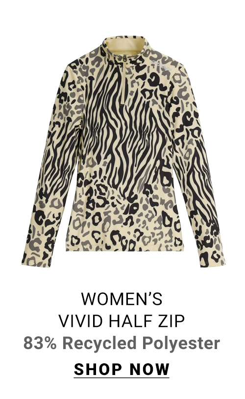 Women's Vivid Half Zip. 83% Recycled Polyester.
