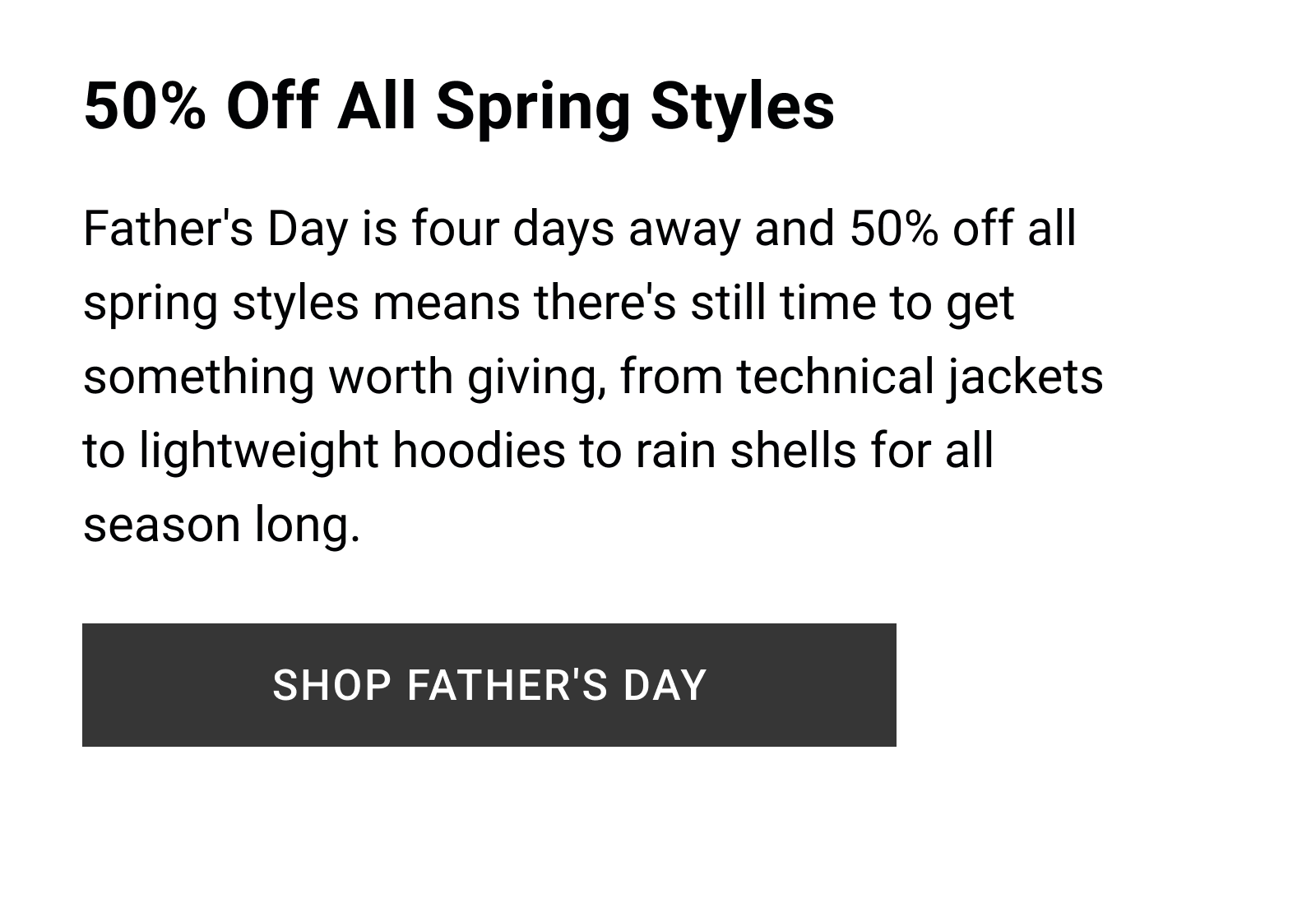 50% Off All Spring Styles