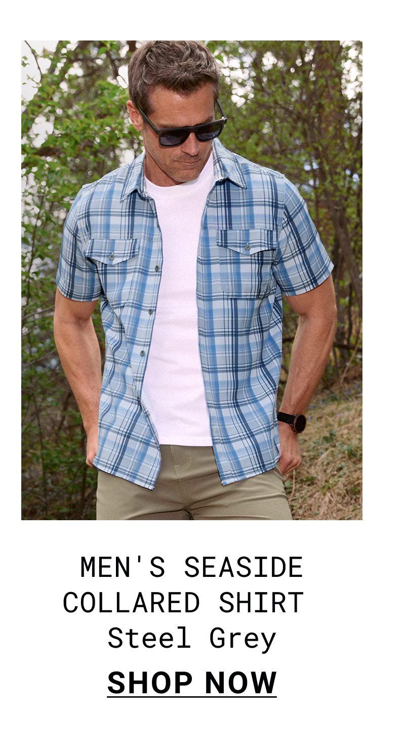 Men's Seaside Collared Shirt - Steel Grey
