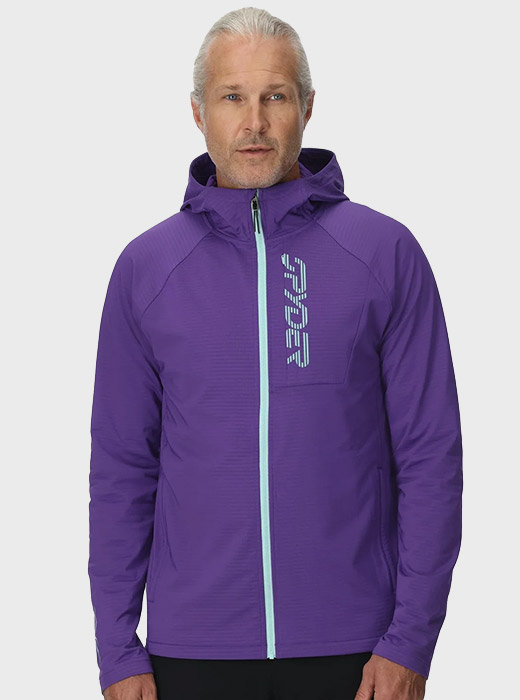 Man in Gridweb Fleece in Deep Purple