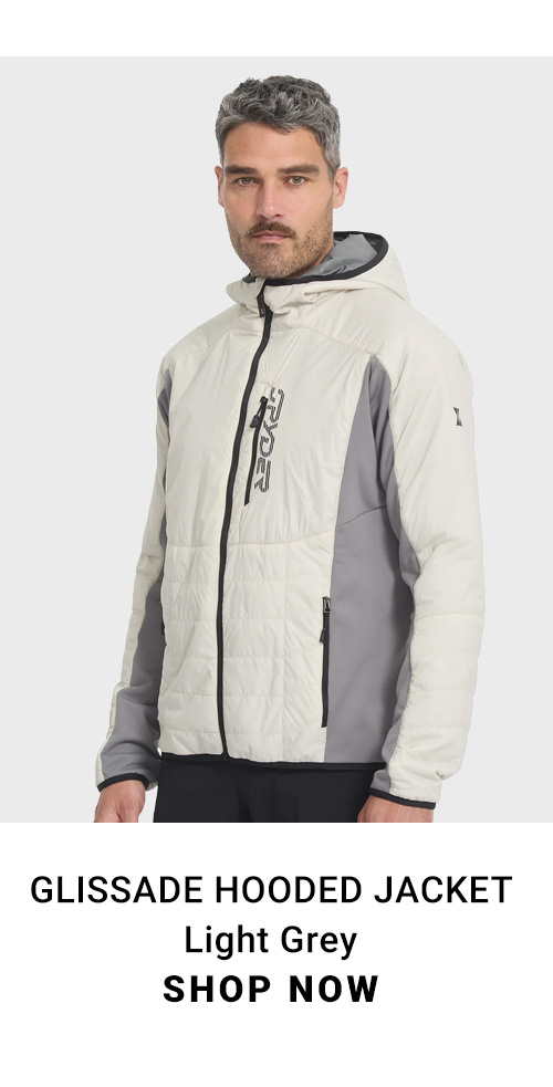 Glissade Hooded Jacket. Light grey. Shop Now