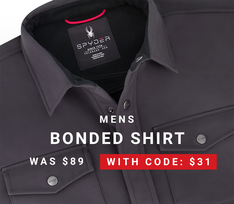 Close-up of grey button up shirt. Men's Bonded Shirt. Was $89. With Code: $31