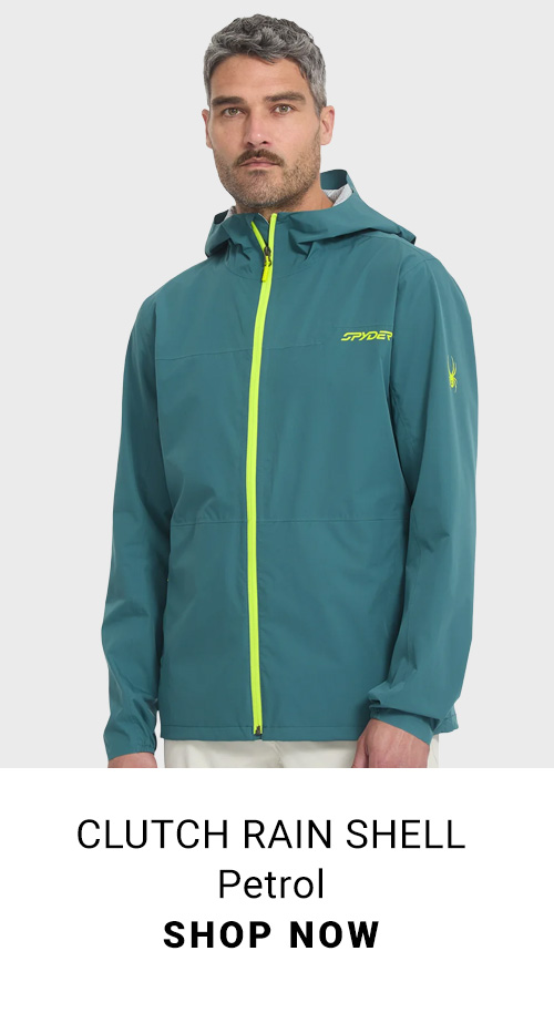 Clutch Rain Shell. Petrol. Shop Now.