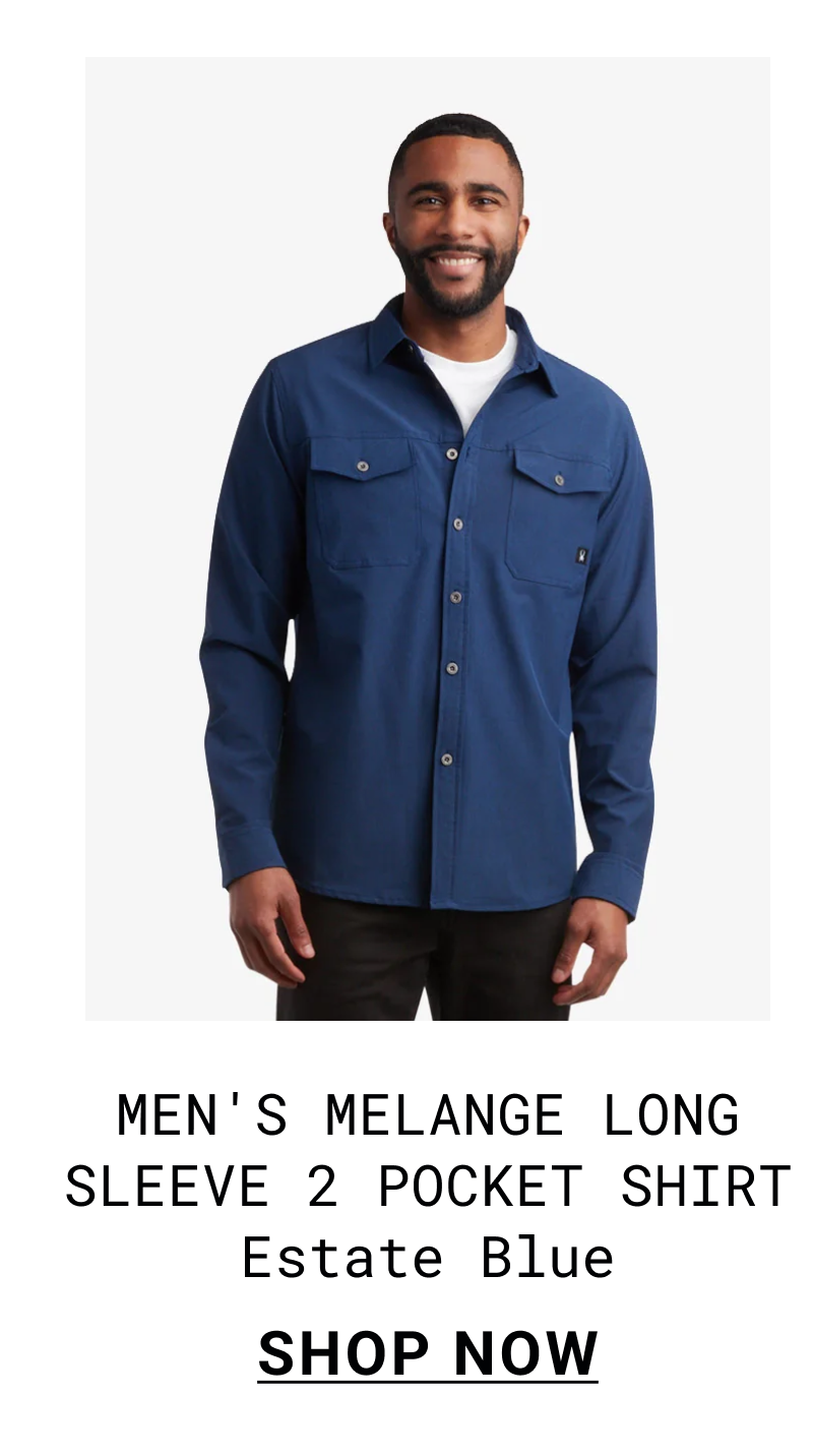Men's Melange Long Sleeve 2 Pocket Shirt - Estate Blue