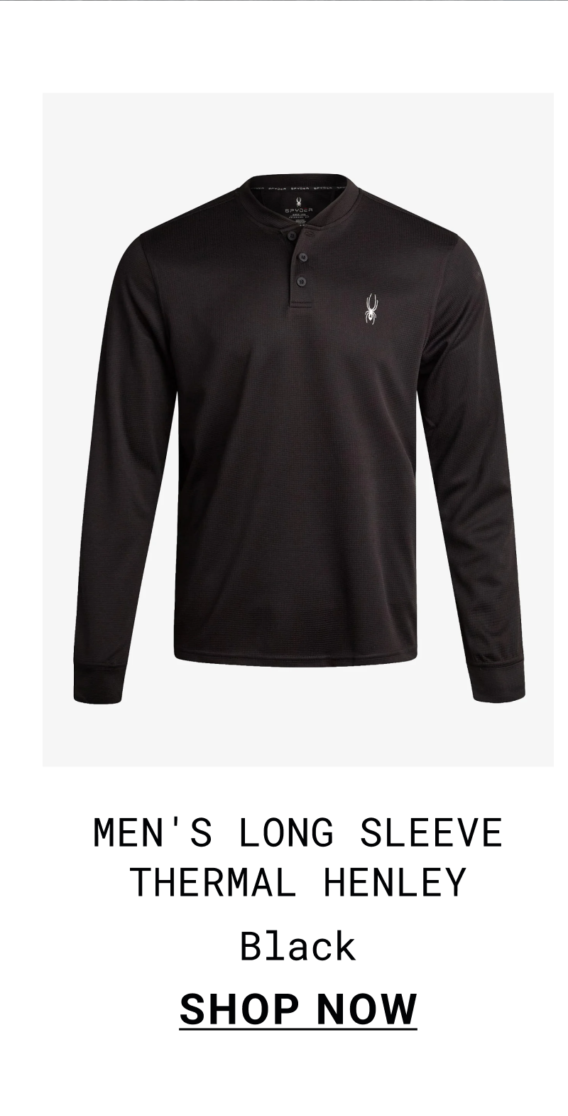 Men's Long Sleeve Thermal Henley - Black