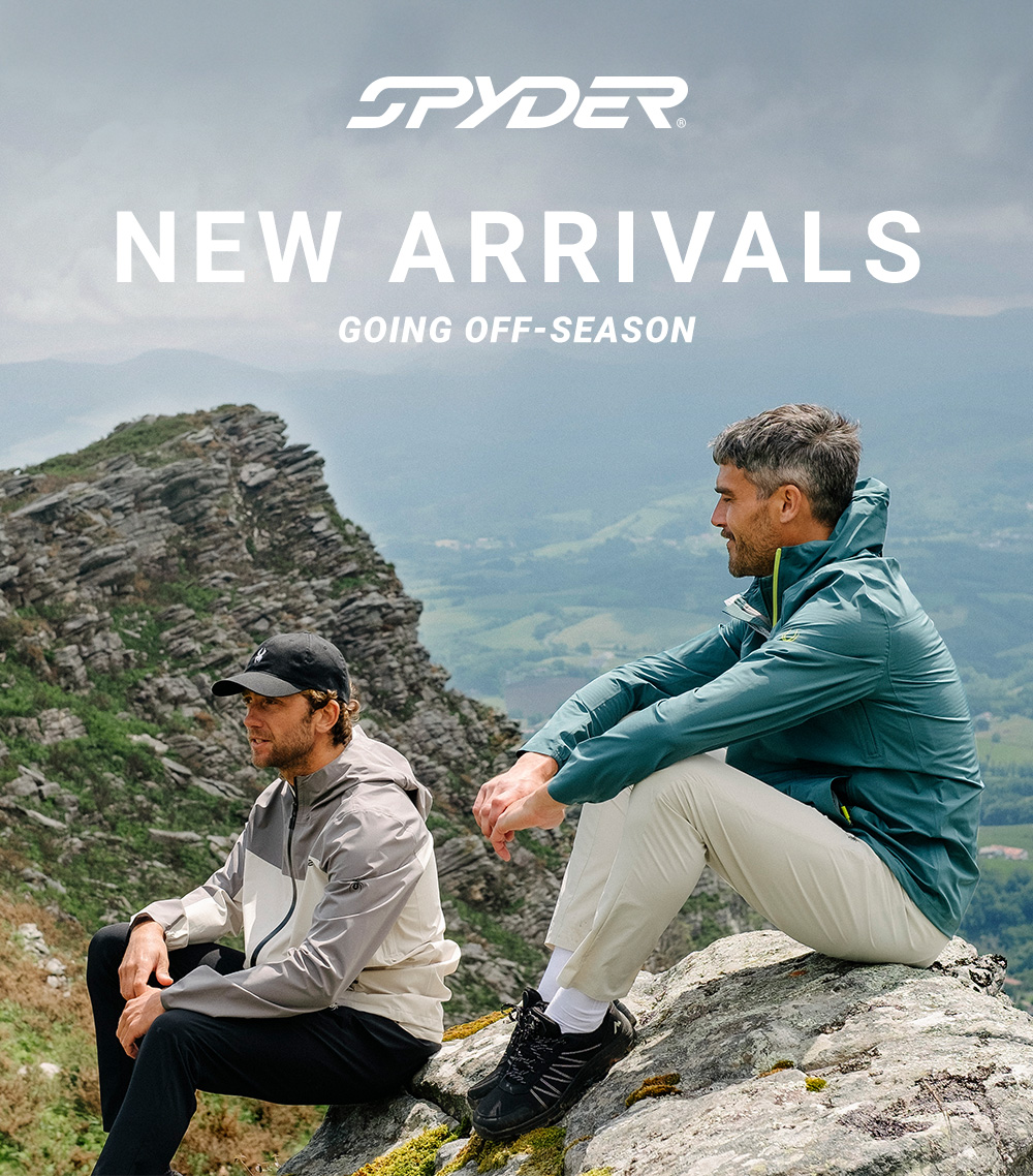 Spyder logo. New Arrivals. Going-Off Season.