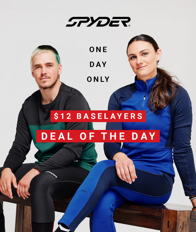 Spyder One Day Only. $12 Baselayers. Deal of the Day.