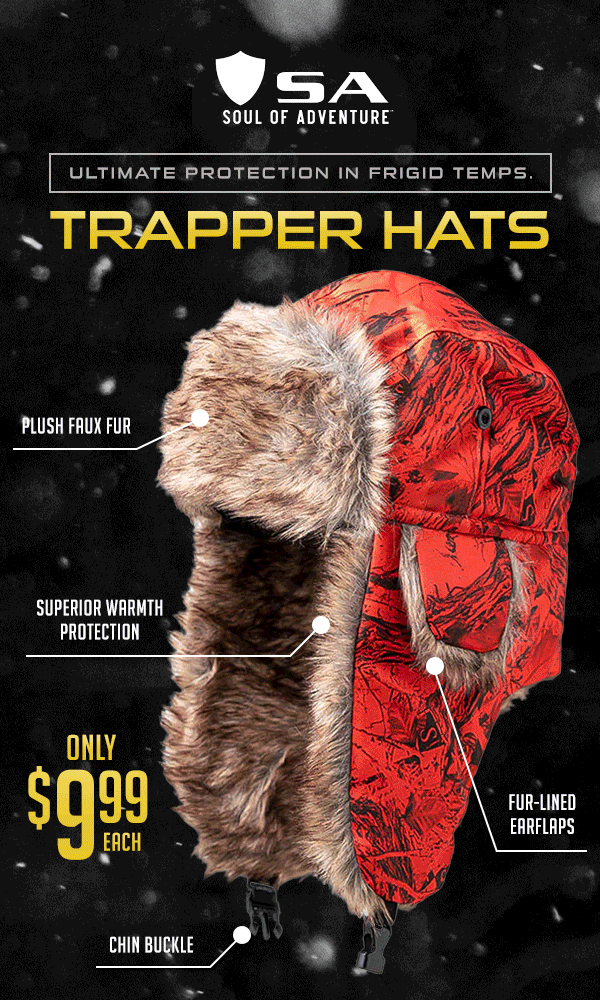 ️ 10 bucks for awesome, warm SA Trapper flyer hats! Field Supply