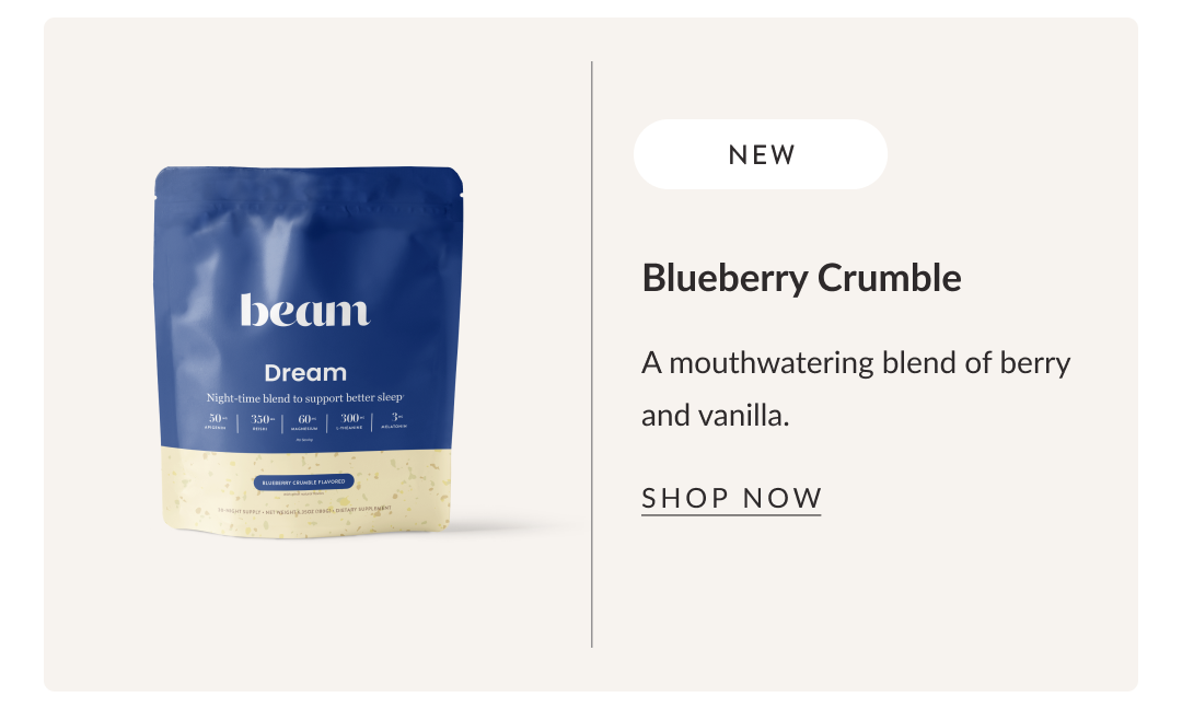 NEW - Blueberry Crumble. A mouthwatering blend of berry and vanilla.