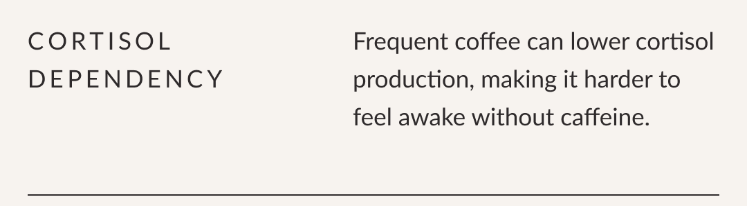 Cortisol Dependency - Frequent coffee can lower cortisol production, making it harder to feel awake without caffeine.