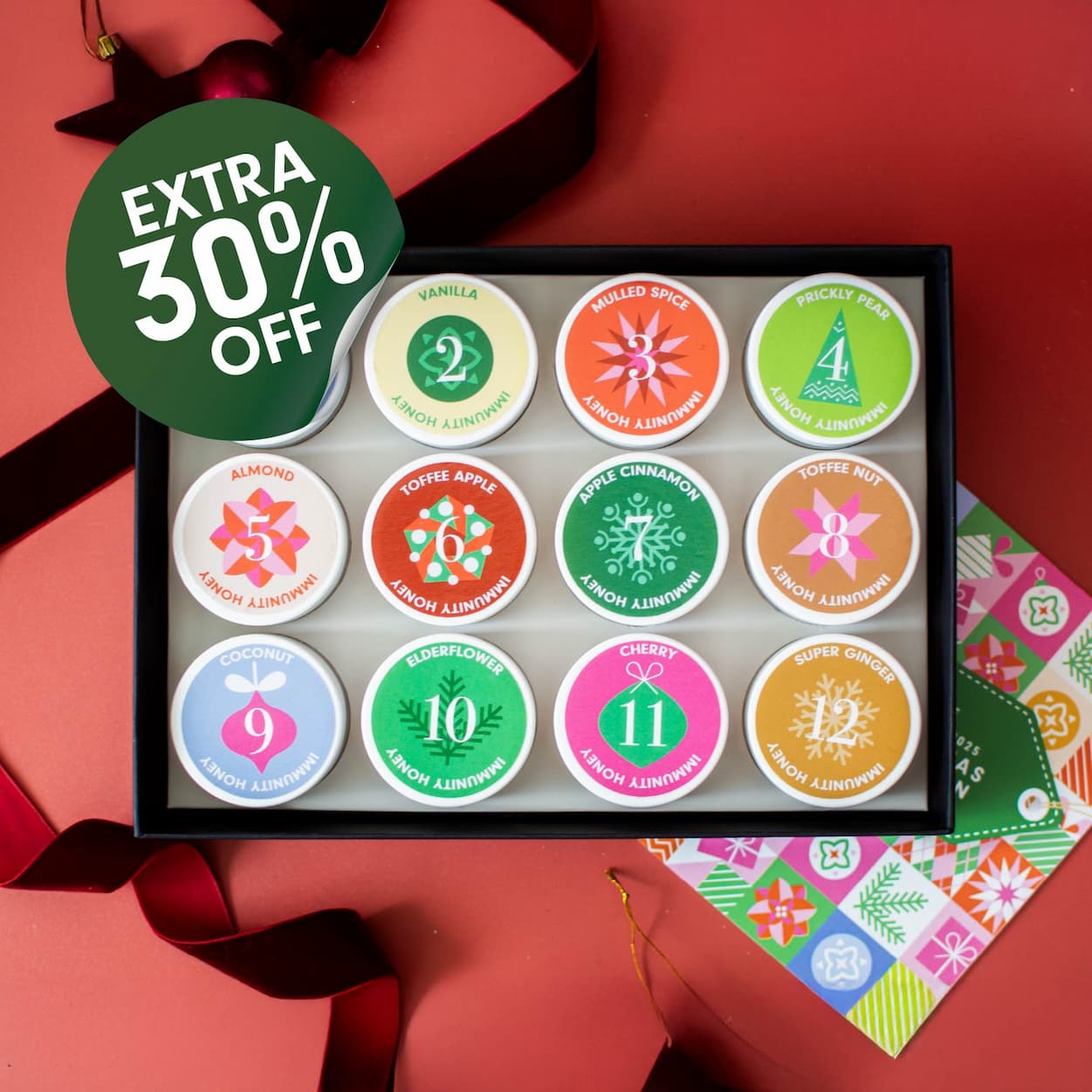 Graphics highlighting offer, 30 off xmas hampers