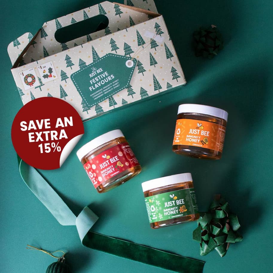 Graphics highlighting offer, 15% off xmas hampers
