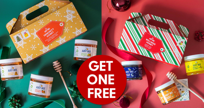 Graphics highlighting offer, 25% off xmas hampers