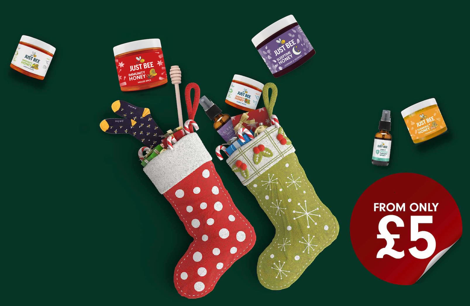 Image Showing Stocking with Just Bee gifts 