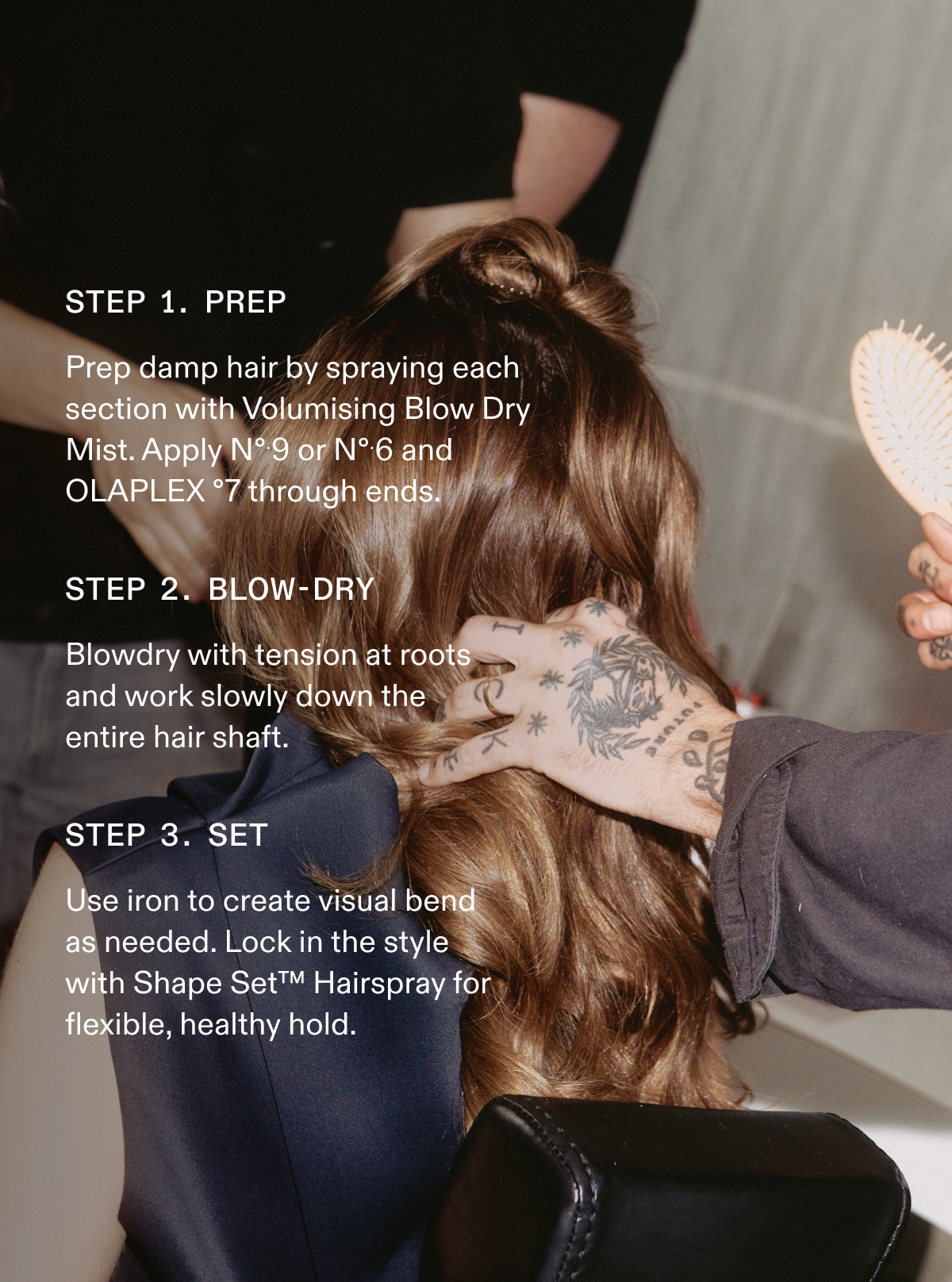 Step 1. Prep | Step 2. Blow-Dry | Step 3. Set