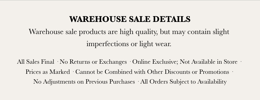 warehouse sale details