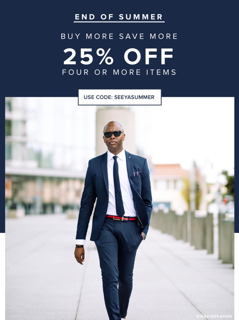 End of Summer Sale. 25% Off four or more items