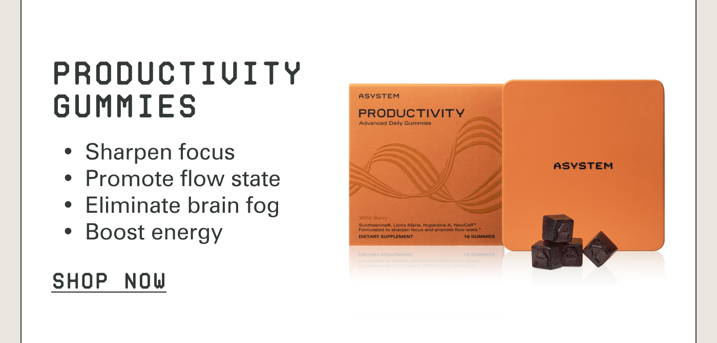 Productivity Gummies - Sharpen focus - Promote flow state - Eliminate brain fog - Boost energy Shop Now