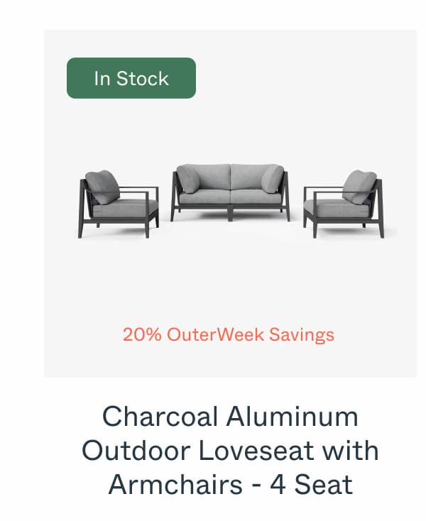 Charcoal Aluminum Outdoor Loveseat with Armchairs - 4 Seat