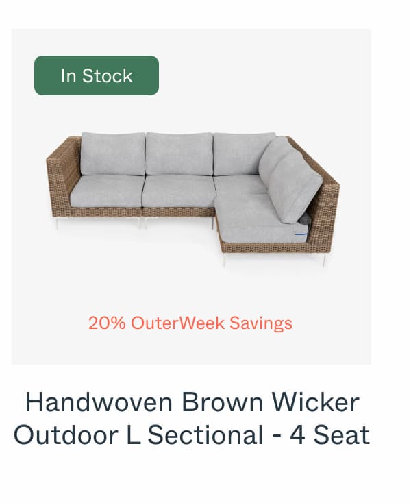 Handwoven Brown Wicker Outdoor L Sectional - 4 Seat