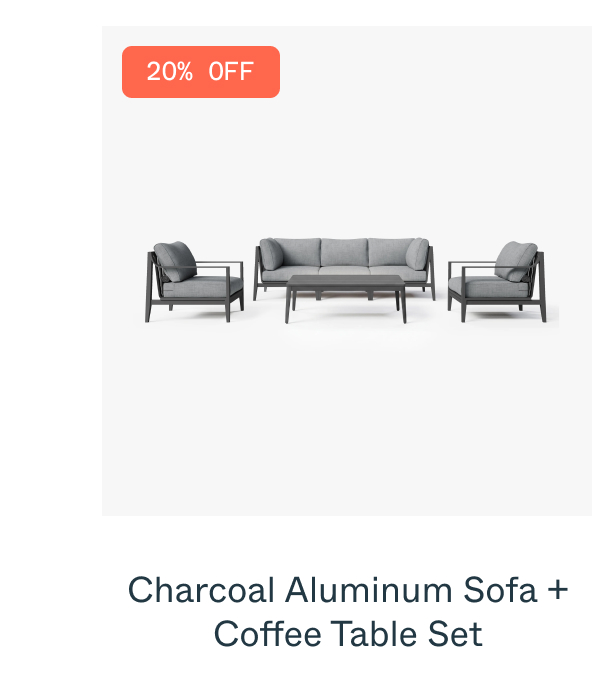 Charcoal Aluminum Sofa + Coffee Table Set