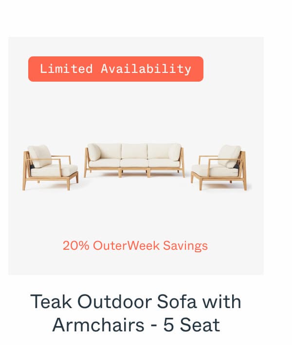 Teak Outdoor Sofa with Armchairs - 5 Seat