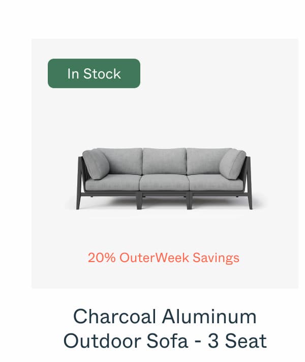 Charcoal Aluminum Outdoor Sofa - 3 Seat