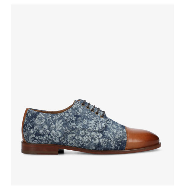 The Jack Oxford Shoe in Washed Denim Floral