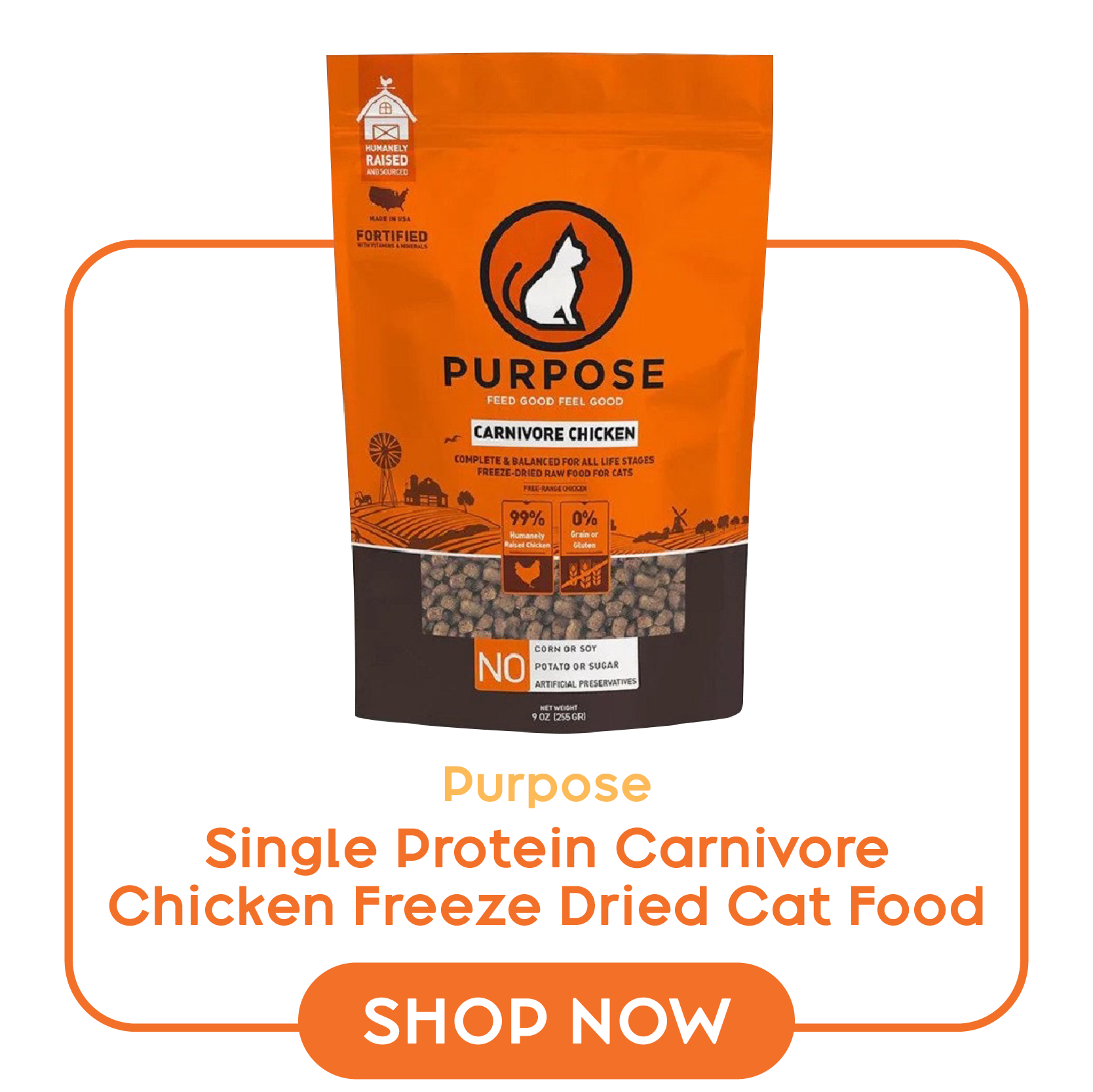 Purpose Single Protein Carnivore Chicken Freeze Dried Cat Food