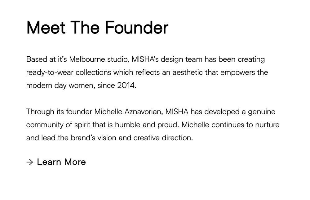 MISHA Meet The Founder