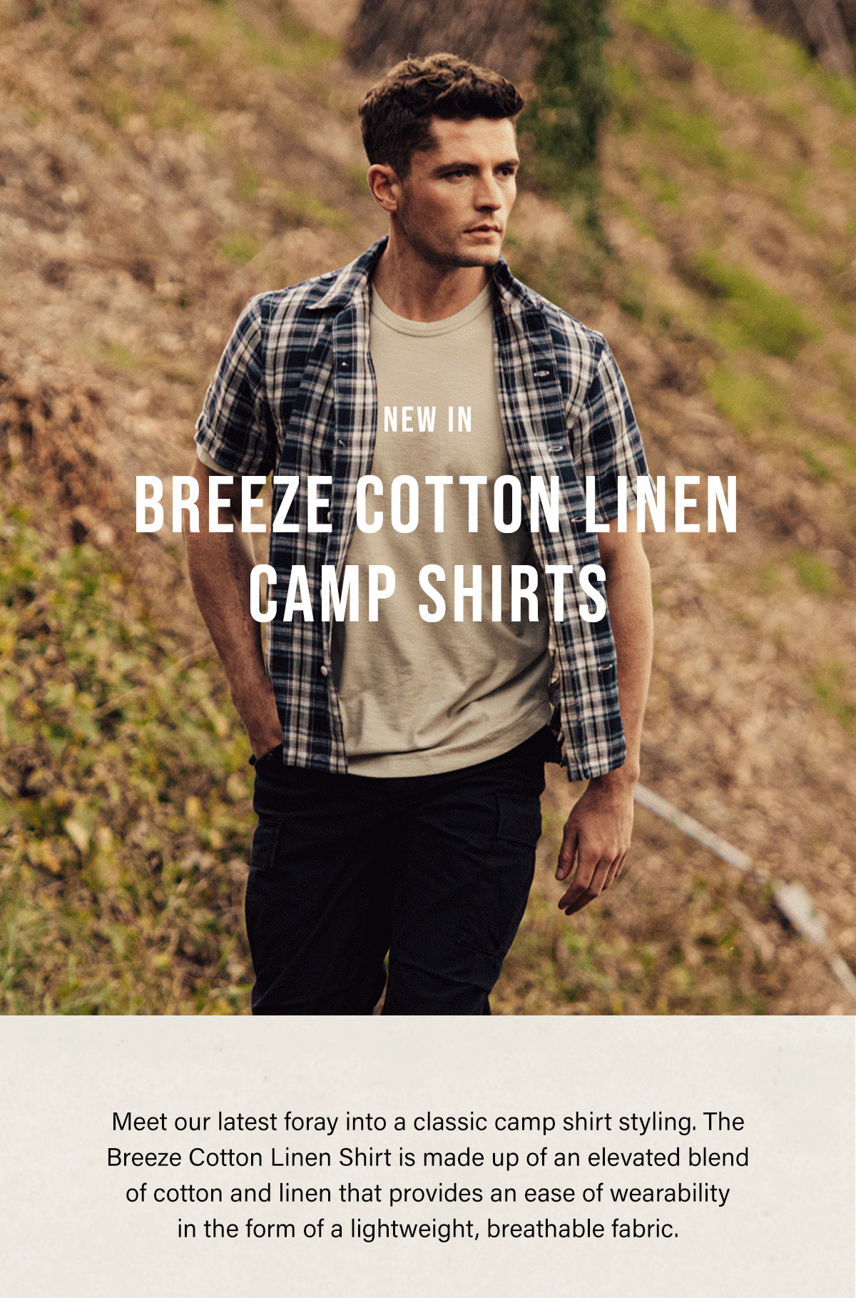 Breeze Cotton Linen Camp Shirt Plaid