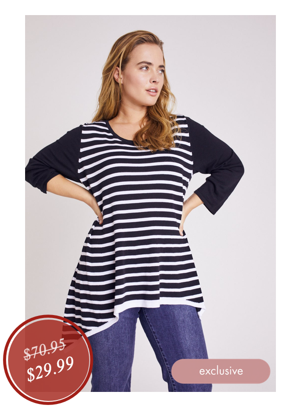 Shop the &quot;Roz &amp; Ali Contrast Stripe Sweater&quot;