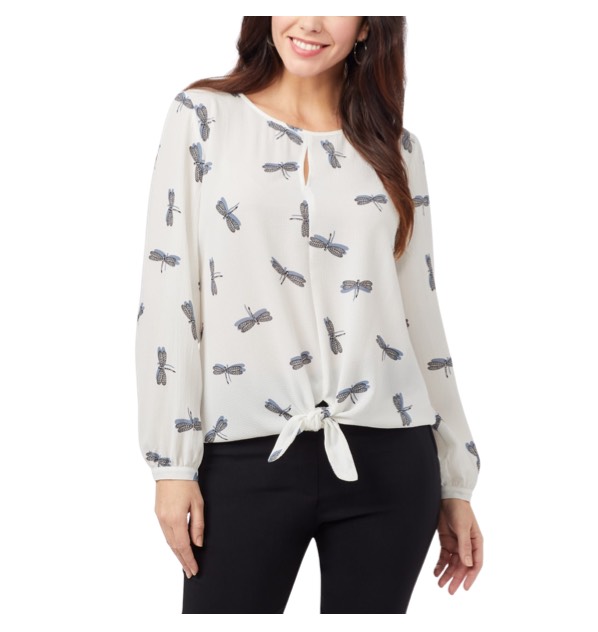 Shop the &quot;Dragonfly Texture Tie Front Blouse&quot; 