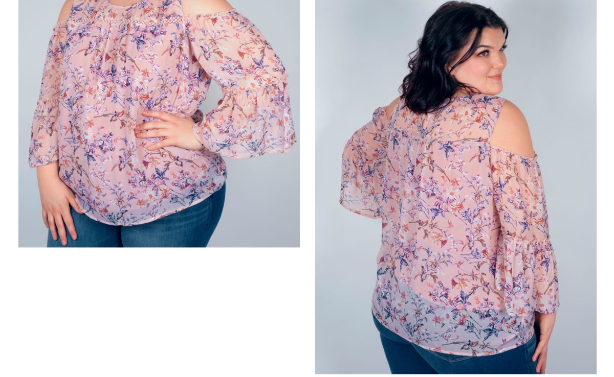 Shop the &quot;Westport Neutral Floral Cold Shoulder Blouse&quot; by Westport
