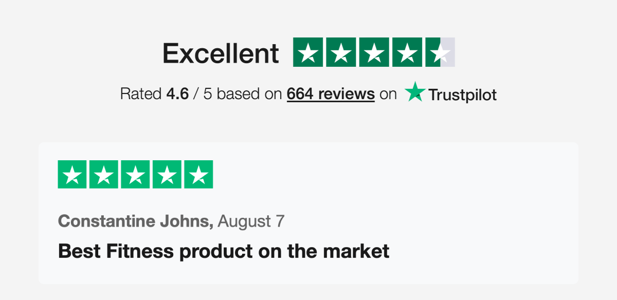 Excellent Trustpilot rating 4.6 stars 664 reviews
