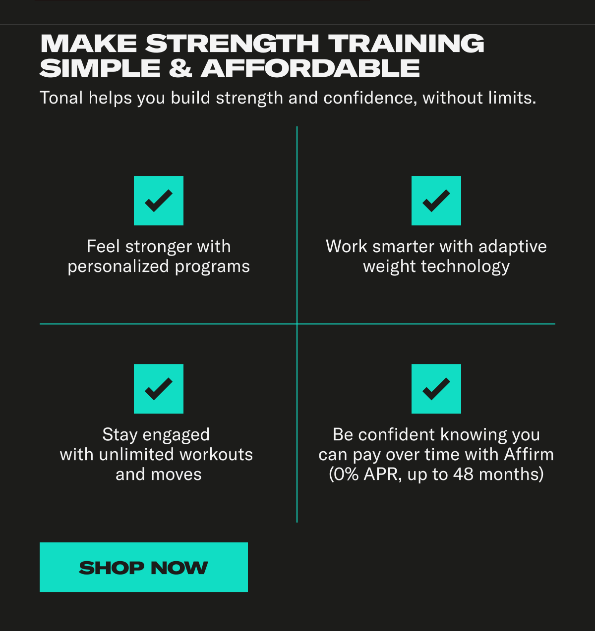 Make strength training simple & affordable. Shop Now.