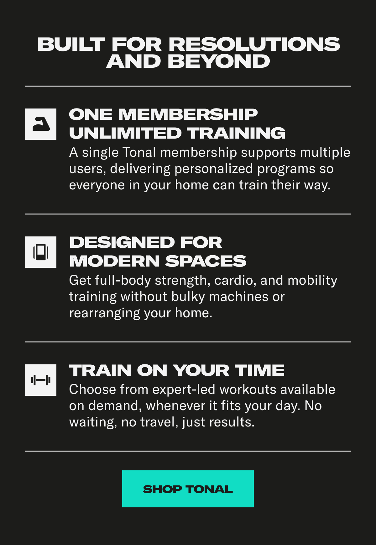 Built for resolutions and beyond. Shop Tonal