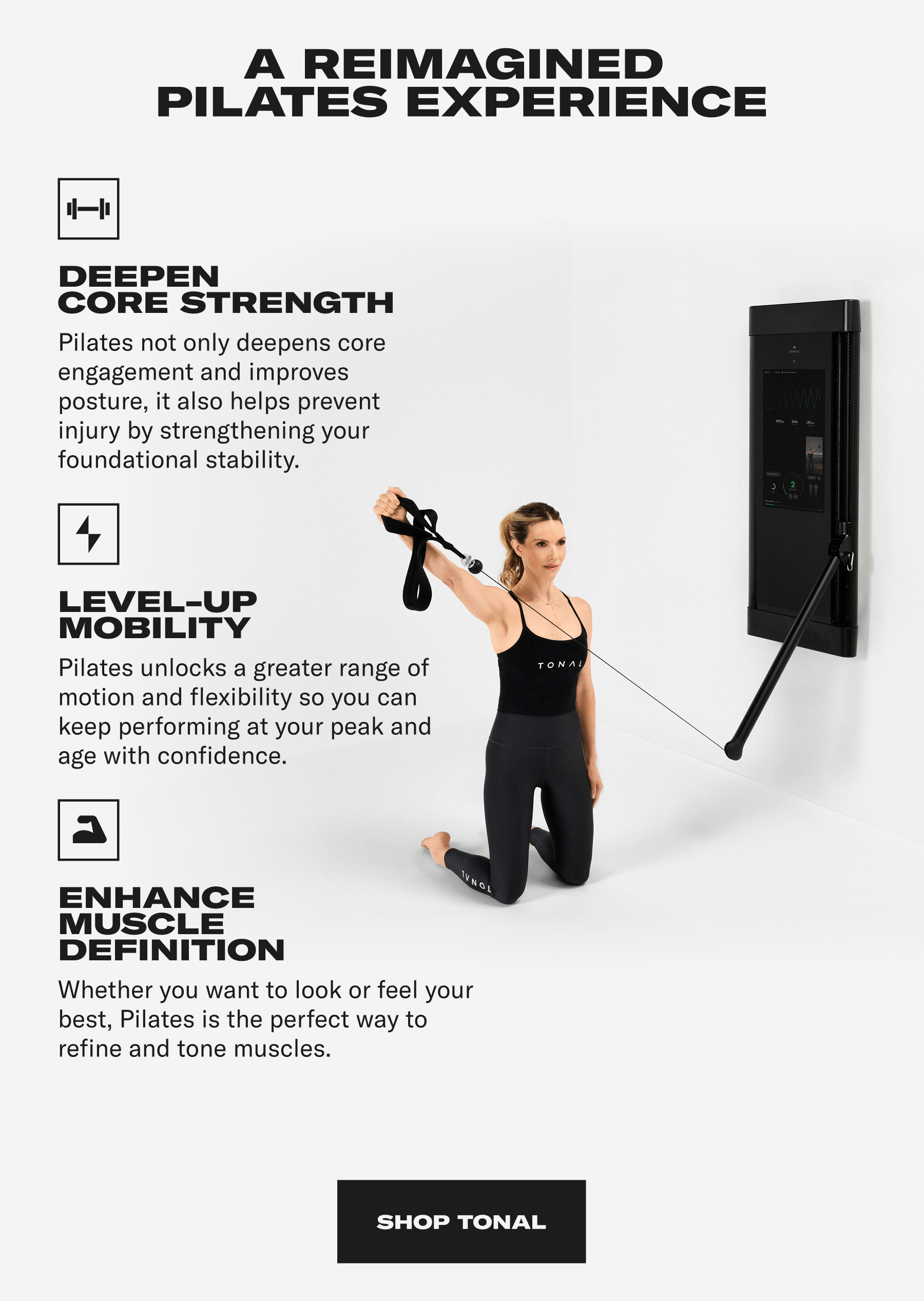 A reimagined Pilates experience. Shop Tonal A reimagined Pilates experience. Shop Tonal