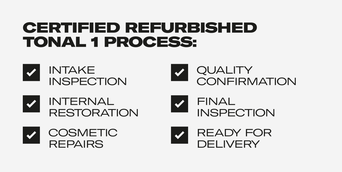 Certified Refurbished Tonal 1 Process Certified Refurbished Tonal 1 Process