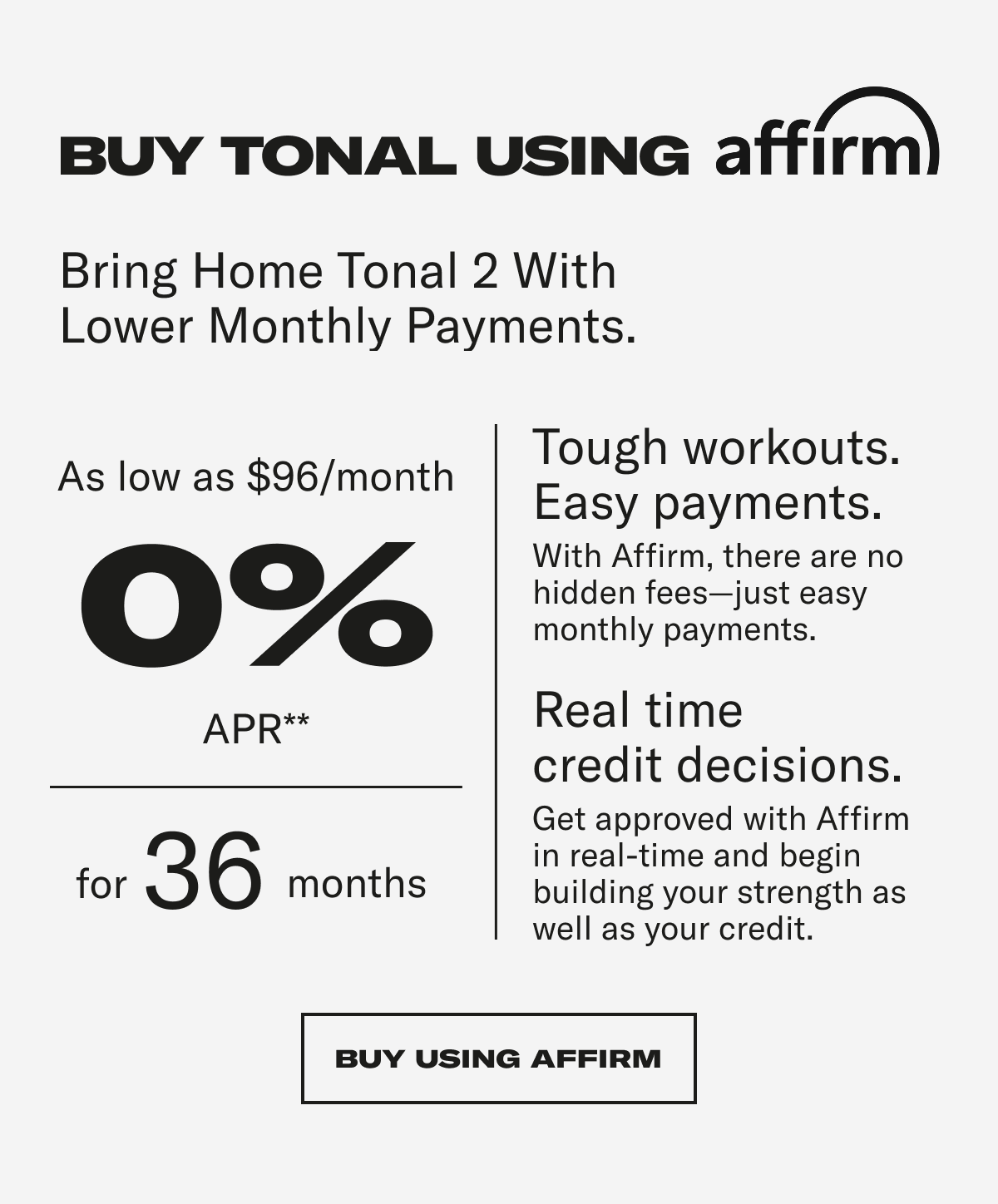 Buy tonal using affirm