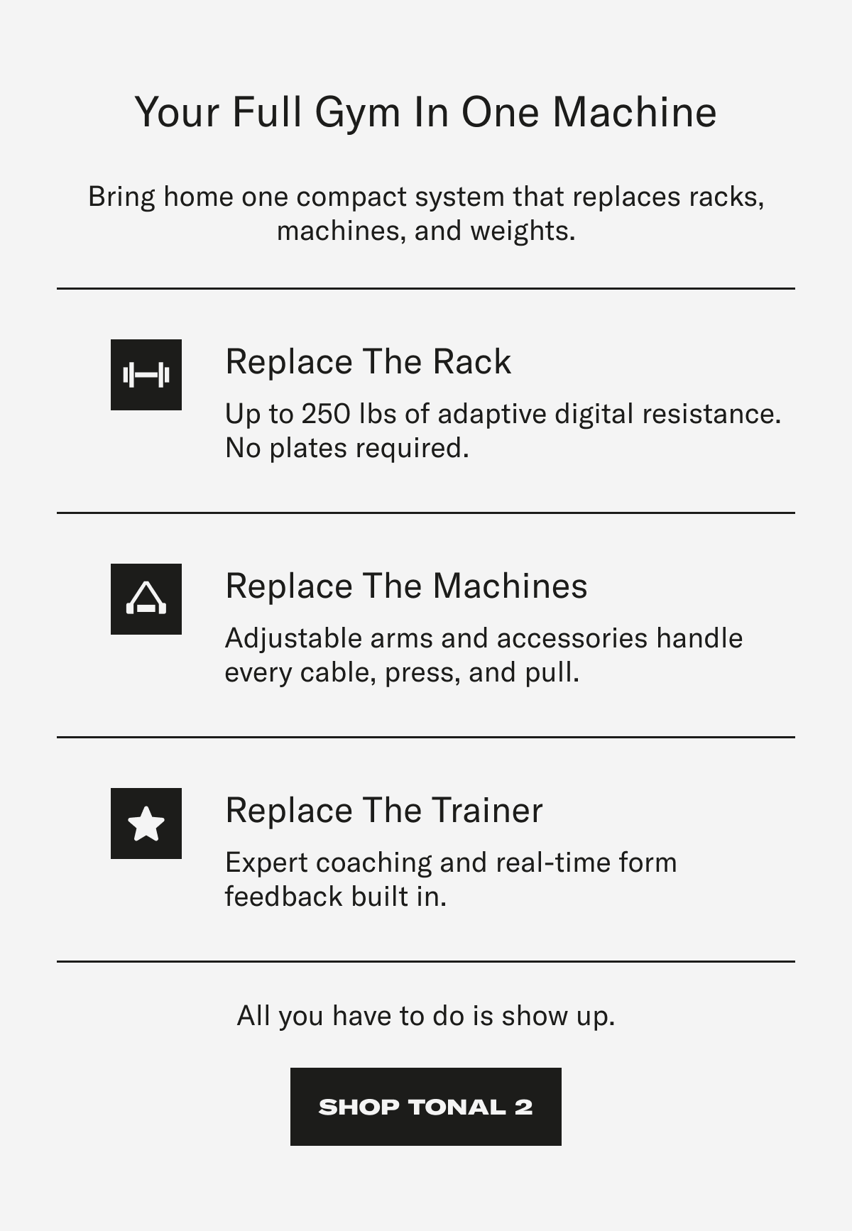 your full gym in one machine. Shop tonal 2