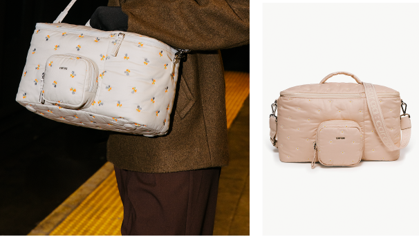 Shop our new embroidered Baby Pump Bag